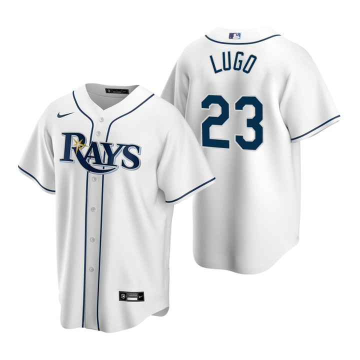 Mens Tampa Bay Rays #23 Julio Lugo Retired Player White Jersey Gift For Rays Fans