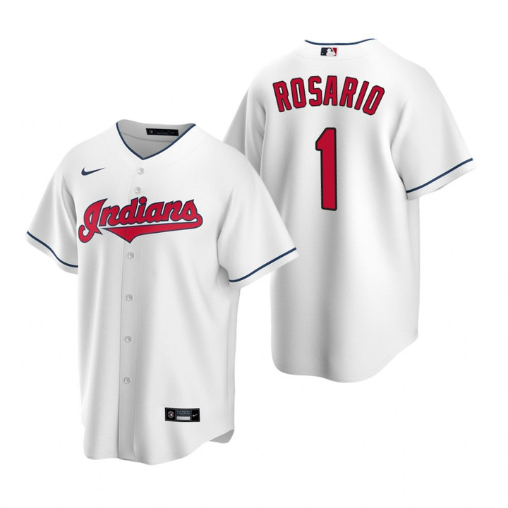 Mens Cleveland Baseball #1 Amed Rosario 2020 Home White Jersey Gift For Cleveland Baseball Fans