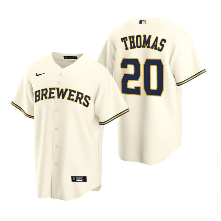 Mens Milwaukee Brewers #20 Gorman Thomas 2020 Retired Player Cream Jersey Gift For Brewers Fans