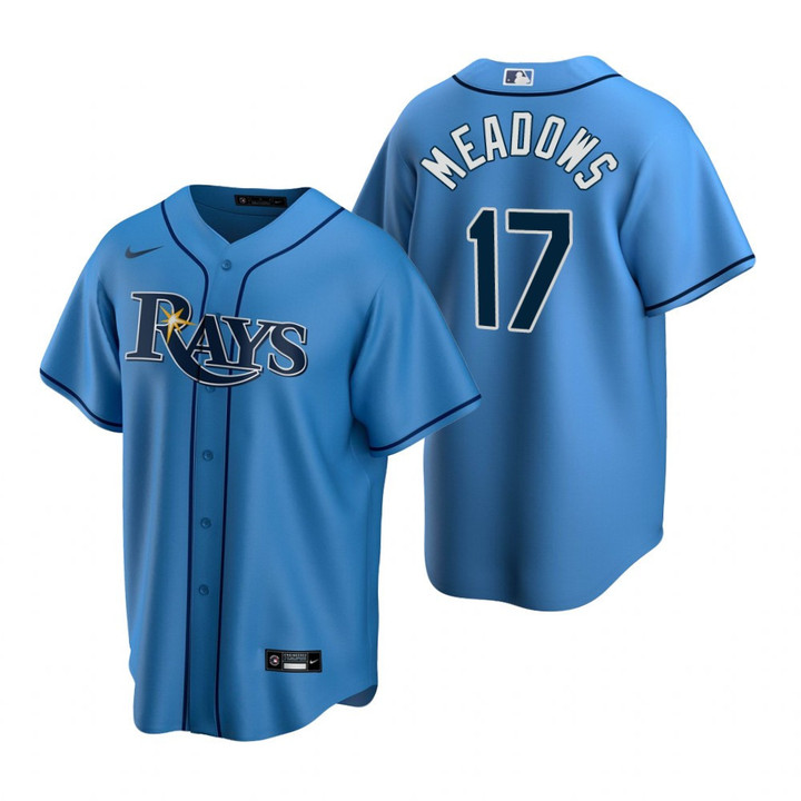 Mens Tampa Bay Rays #17 Austin Meadows Alternate Light Blue Jersey Gift For Rays Fans