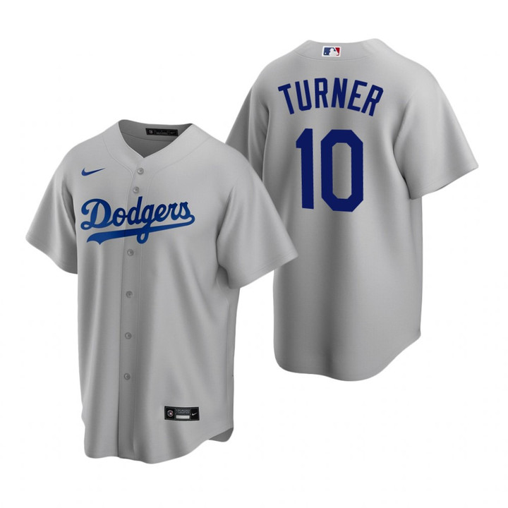 Mens Los Angeles Dodgers #10 Justin Turner Alternate Gray Jersey Gift For Dodgers Fans