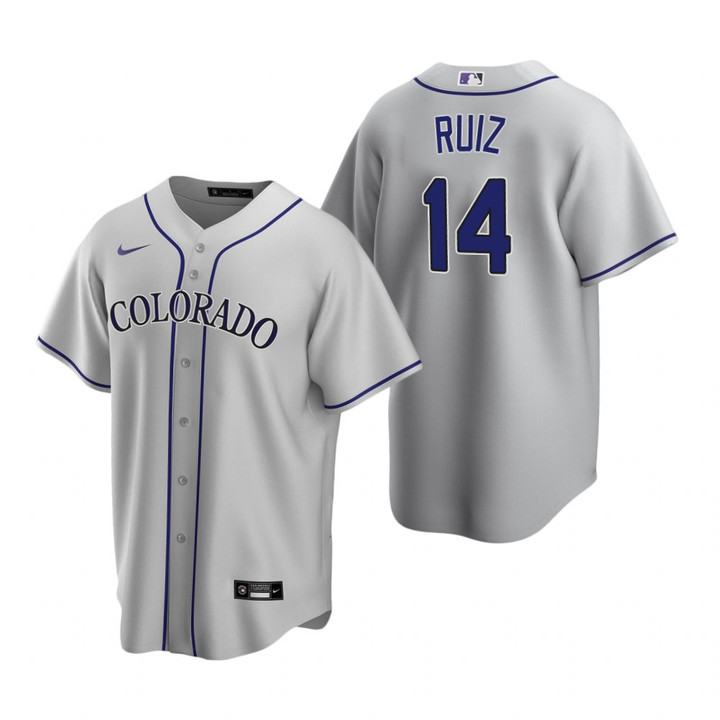 Mens Colorado Rockies #14 Rio Ruiz Road Gray Jersey Gift For Rockies Fans