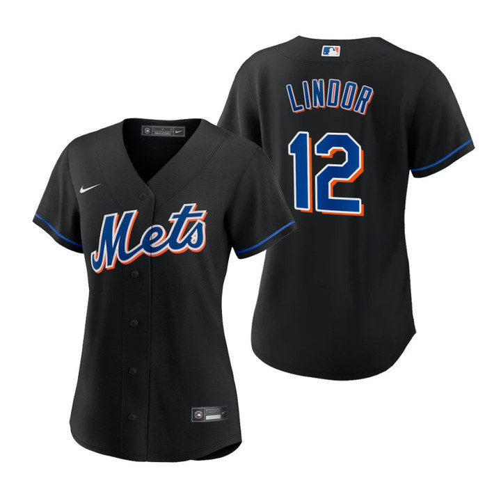 Womens New York Mets #12 Francisco Lindor 2020 Black Jersey Gift For Mets Fans