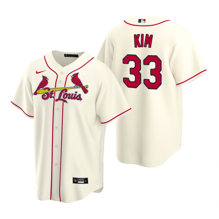 Mens St. Louis Cardinals #33 Kwang-Hyun Kim Alternate Cream Jersey Gift For Cardinals Fans