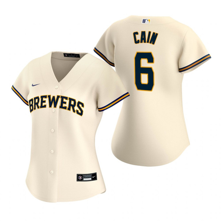 Womens Milwaukee Brewers #6 Lorenzo Cain 2020 Cream Jersey Gift For Brewers Fans