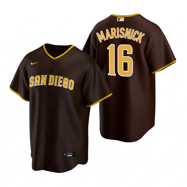 Mens San Diego Padres #16 Jake Marisnick 2020 Road Brown Jersey Gift For Padres Fans