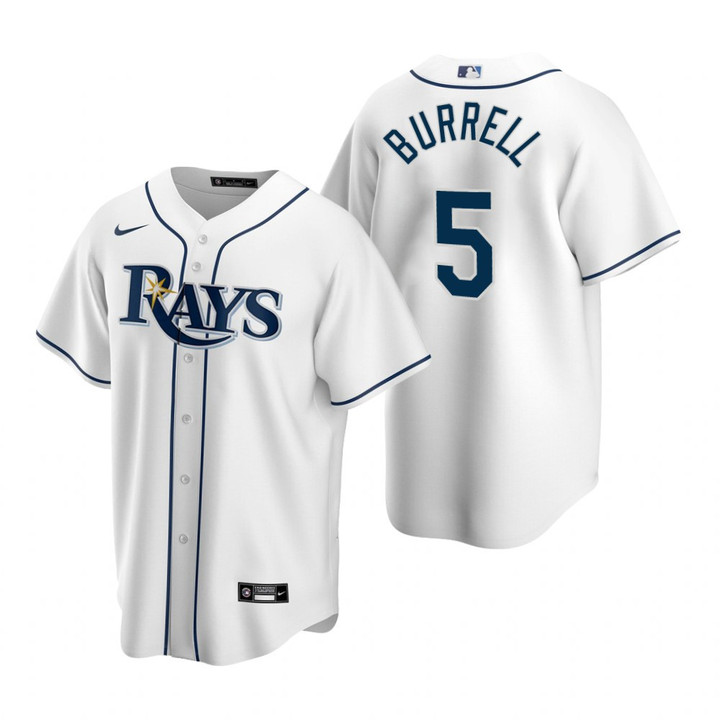 Mens Tampa Bay Rays #5 Pat Burrell Retired Player White Jersey Gift For Rays Fans