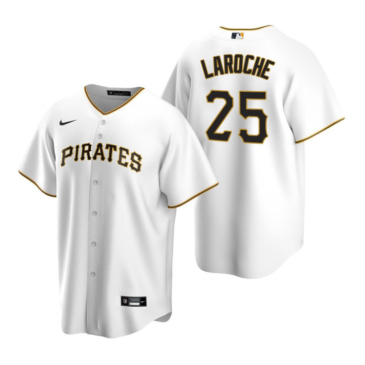 Mens Pittsburgh Pirates #25 Adam Laroche 2020 Retired Player White Jersey Gift For Pirates Fans