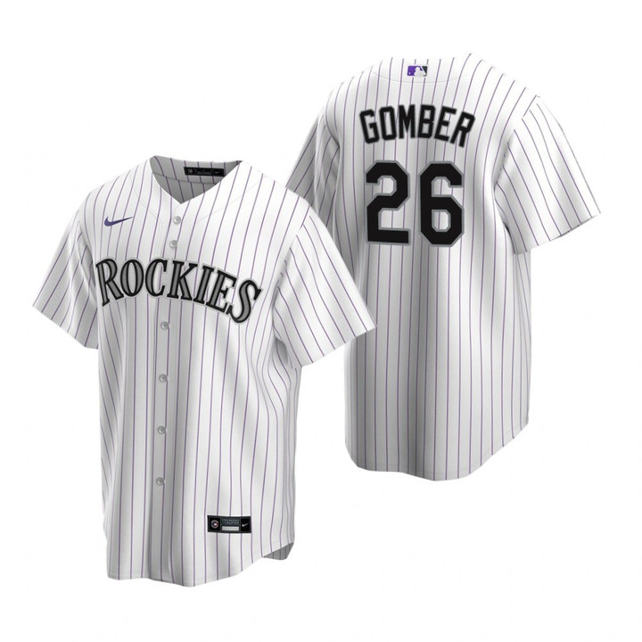 Mens Colorado Rockies #26 Austin Gomber White Home Jersey Gift For Rockies Fans