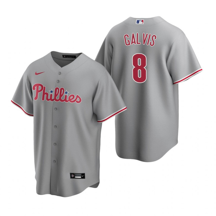 Mens Philadelphia Phillies #8 Freddy Galvis 2020 Road Gray Jersey Gift For Phillies Fans