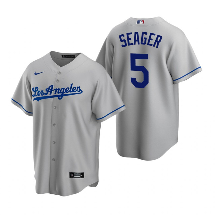 Mens Los Angeles Dodgers #5 Corey Seager Road Gray Jersey Gift For Dodgers Fans