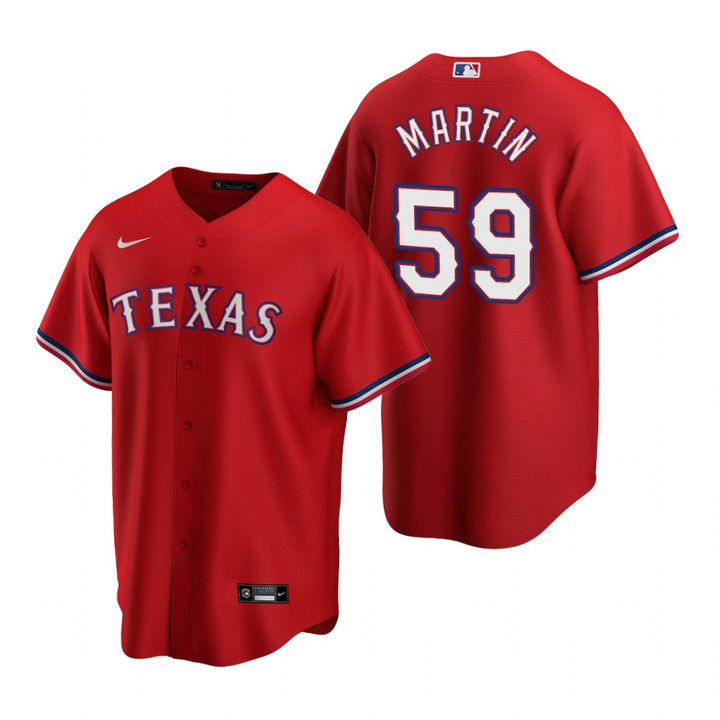 Mens Texas Rangers #59 Brett Martin Alternate Red Jersey Gift For Rangers Fans