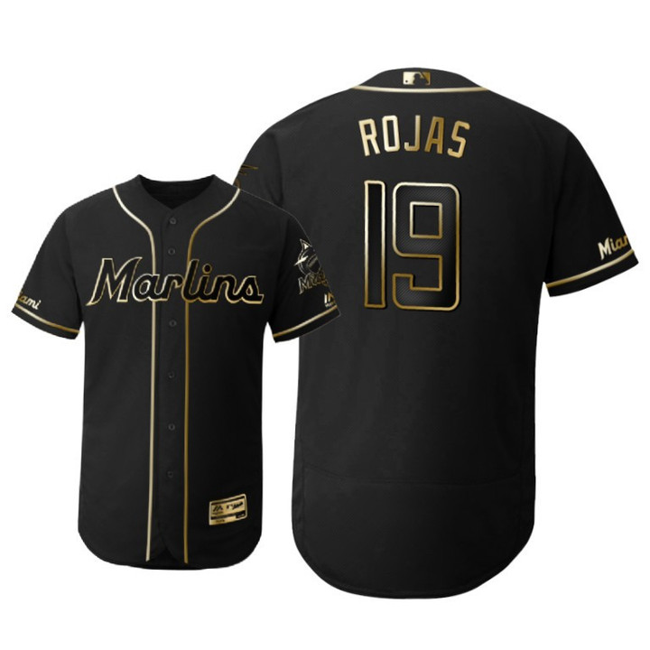 Miami Marlins #19 Miguel Rojas Mlb 2019 Golden Edition Black Jersey Gift For Marlins Fans