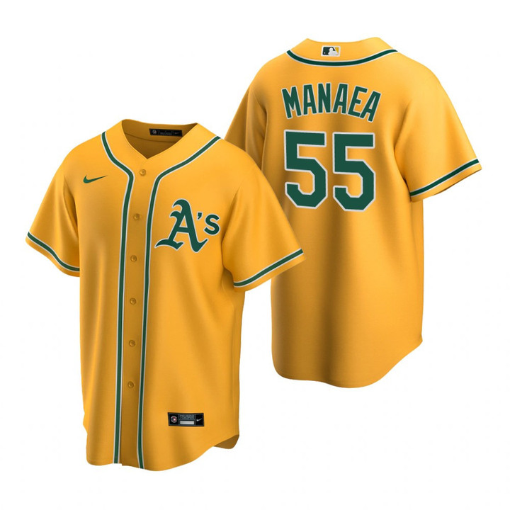 Mens Athletics #55 Sean Manaea Gold Alternate Jersey Gift For Athletics Fans