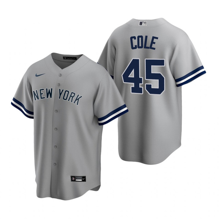 Mens New York Yankees #45 Gerrit Cole 2020 Road Gray Jersey Gift For Yankees Fans