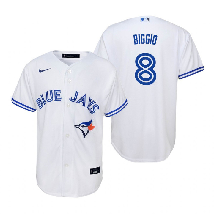 Youth Toronto Blue Jays #8 Cavan Biggo 2020 Home White Jersey Gift For Blue Jays Fans