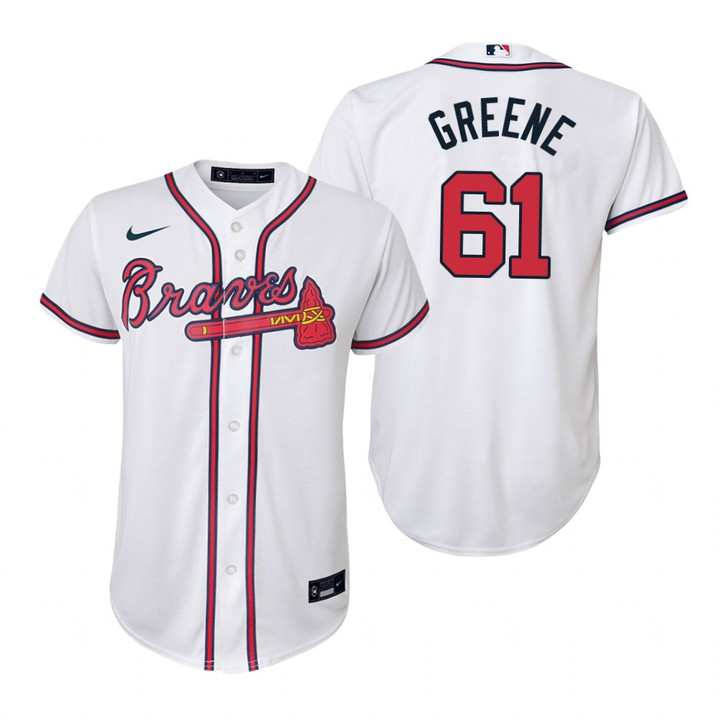 Youth Atlanta Braves #61 Shane Greene 2020 White Jersey Gift For Braves Fans