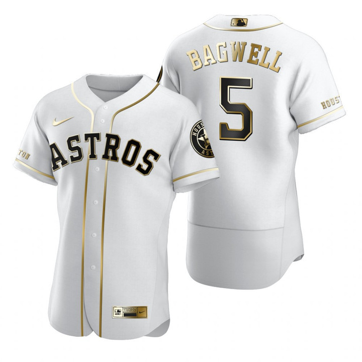 Houston Astros #5 Jeff Bagwell Mlb Golden Edition White Jersey Gift For Astros Fans