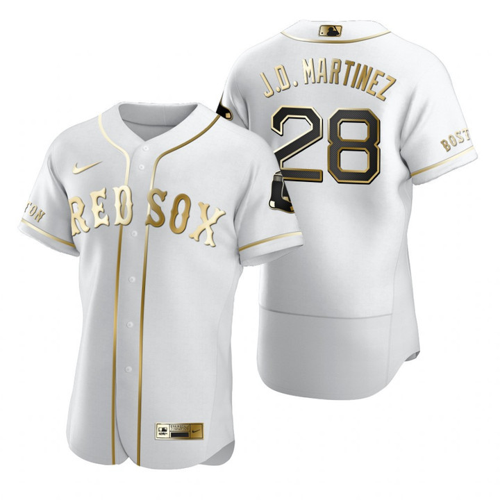 Boston Red Sox #28 J.D. Martinez Mlb Golden Edition White Jersey Gift For Red Sox Fans