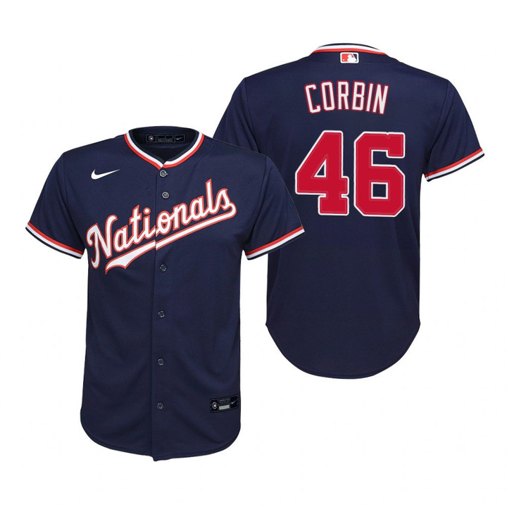 Youth Washington Nationals #46 Patrick Corbin 2020 Alternate Navy Jersey Gift For Nationals Fans