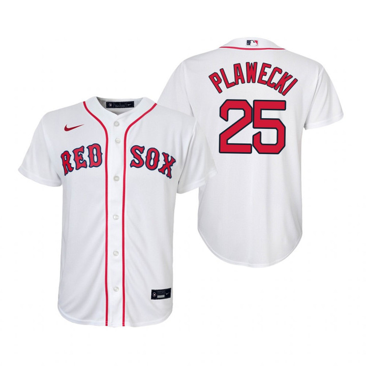 Youth Boston Red Sox #25 Kevin Plawecki 2020 Home White Jersey Gift For Red Sox Fans
