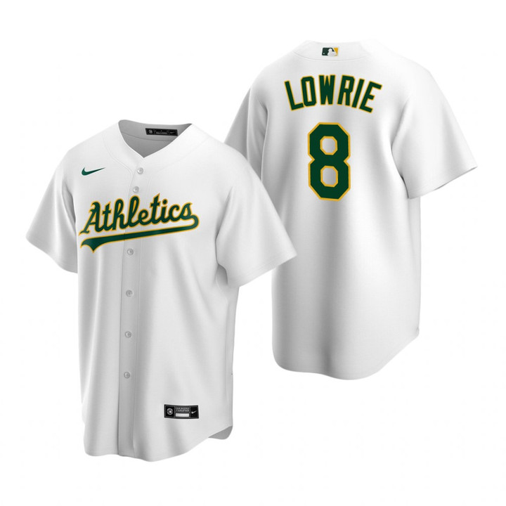 Mens Athletics Jed #8 Lowrie White Home Jersey Gift For Athletics Fans