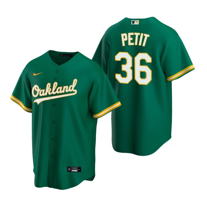 Mens Athletics #36 Yusmeiro Petit Green Alternate Jersey Gift For Athletics Fans