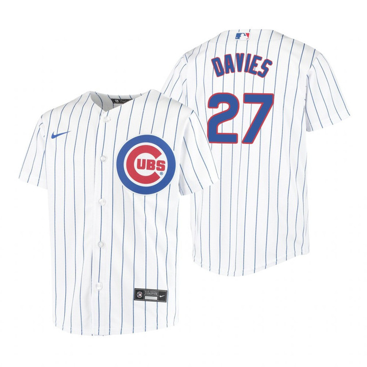Youth Chicago Cubs #27 Zach Davies 2020 White Jersey Gift For Cubs Fans