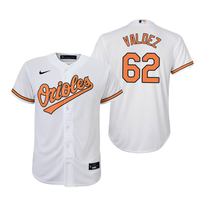 Youth Baltimore Orioles #62 Cesar Valdez 2020 Alternate White Jersey Gift For Orioles Fans
