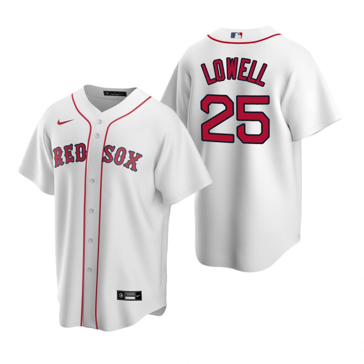 Mens Boston Red Sox #25 Mike Lowell White Retired Player Jersey Gift For Boston Red Fans