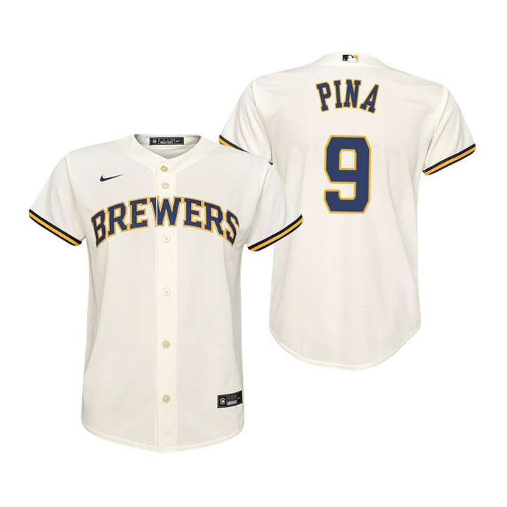 Youth Milwaukee Brewers #6 Manny Pina 2020 Cream Jersey Gift For Brewers Fans