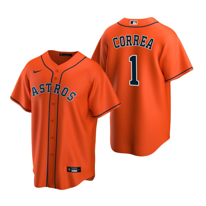 Mens Houston Astros #1 Carlos Correa 2020 Alternate Orange Jersey Gift For Astros Fans
