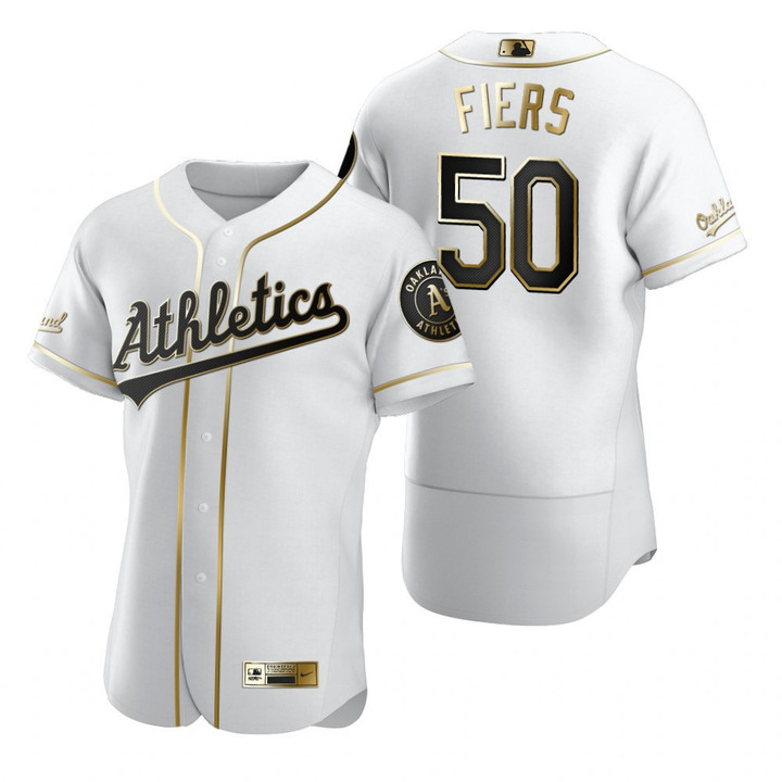 Oakland Athletics #50 Mike Fiers Mlb Golden Edition White Jersey Gift For Athletics Fans