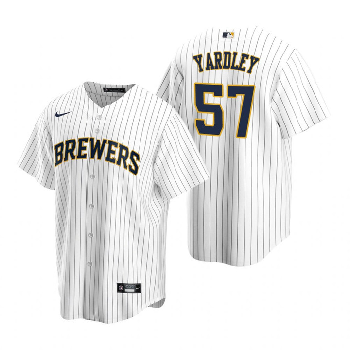 Mens Milwaukee Brewers #57 Eric Yardley 2020 Alternate White Jersey Gift For Brewers Fans