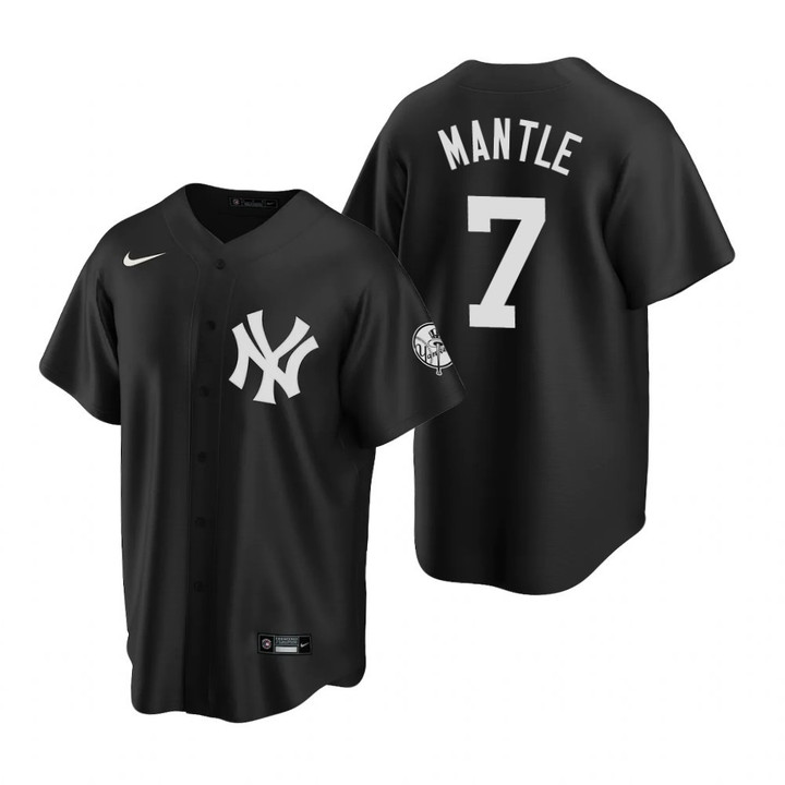 Mens New York Yankees #7 Mickey Mantle 2020 Fashion Black Jersey Gift For Yankees Fans