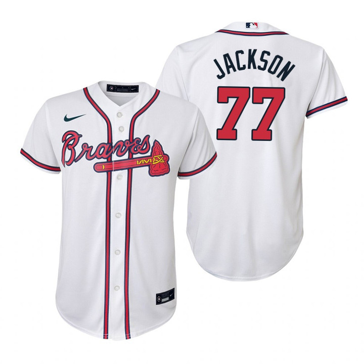 Youth Atlanta Braves #77 Luke Jackson 2020 Home White Jersey Gift For Braves Fans