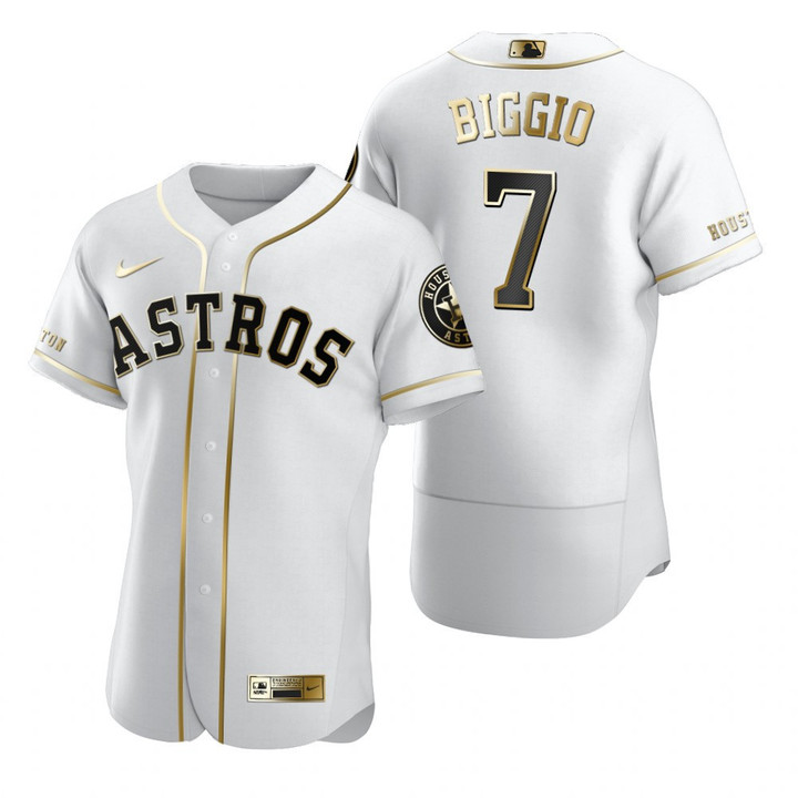 Houston Astros #7 Craig Biggio Mlb Golden Edition White Jersey Gift For Astros Fans