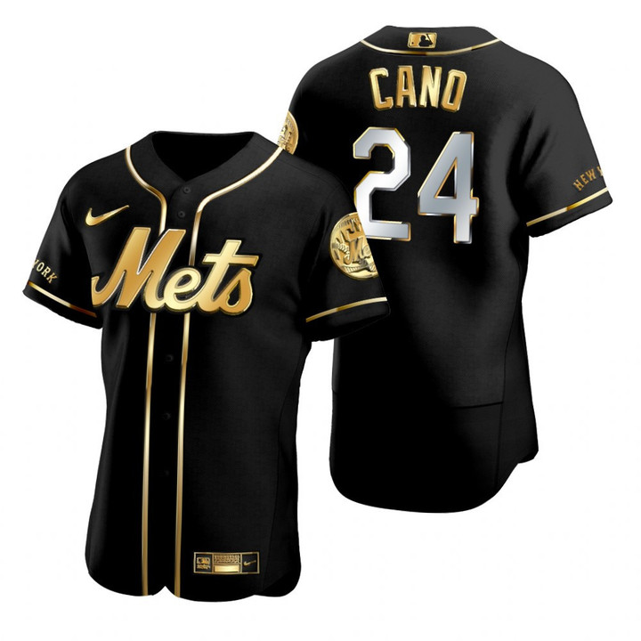 New York Mets #24 Robinson Cano Mlb Golden Edition Black Jersey Gift For Mets Fans