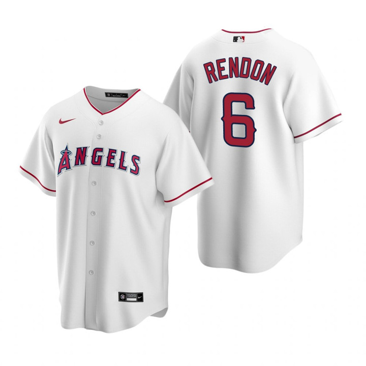 Mens Los Angeles Angels #6 Anthony Rendon 2020 Home White Jersey Gift For Phillies Fans