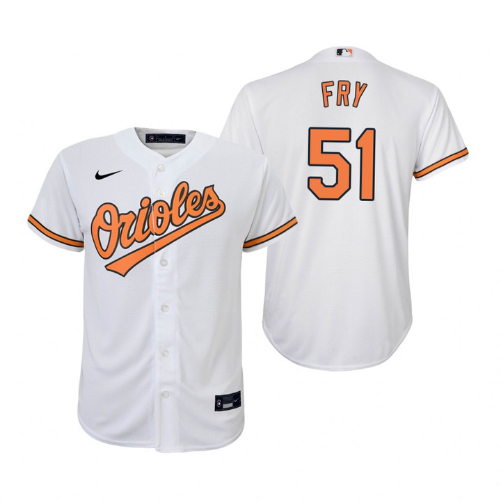 Youth Baltimore Orioles #51 Paul Fry 2020 Alternate White Jersey Gift For Orioles Fans