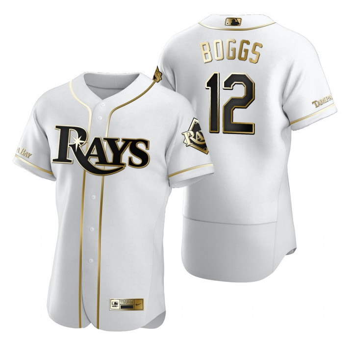 Tampa Bay Rays #12 Wade Boggs Mlb Golden Edition White Jersey Gift For Rays Fans