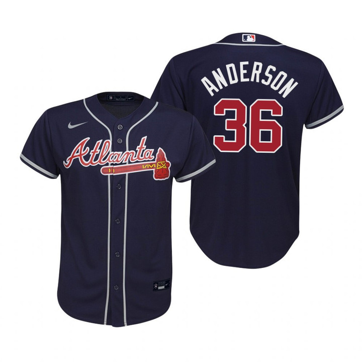 Youth Atlanta Braves #36 Ian Anderson 2020 Navy Jersey Gift For Braves Fans
