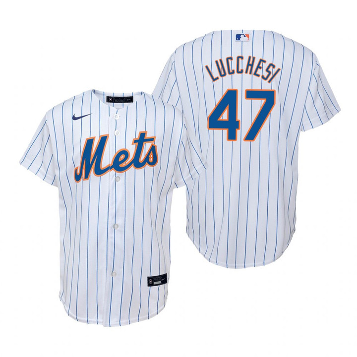 Youth New York Mets #47 Joey Lucchesi 2020 Alternate White Jersey Gift For Mets Fans