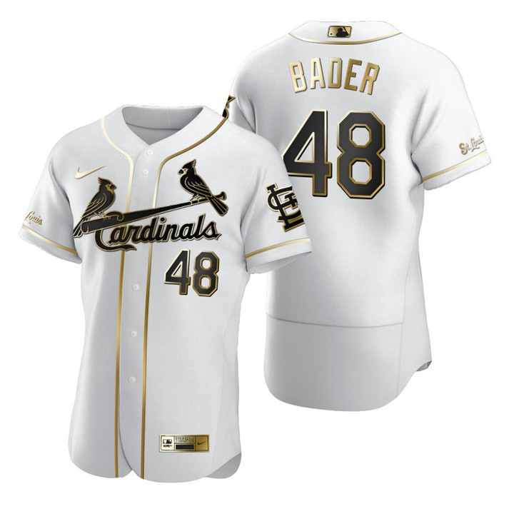 St. Louis Cardinals #48 Harrison Bader Mlb Golden Edition White Jersey Gift For Cardinals Fans