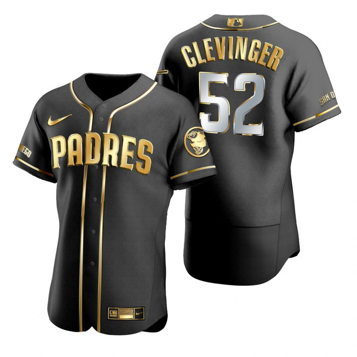 San Diego Padres #52 Mike Clevinger Mlb Golden Edition Black Jersey Gift For Padres Fans