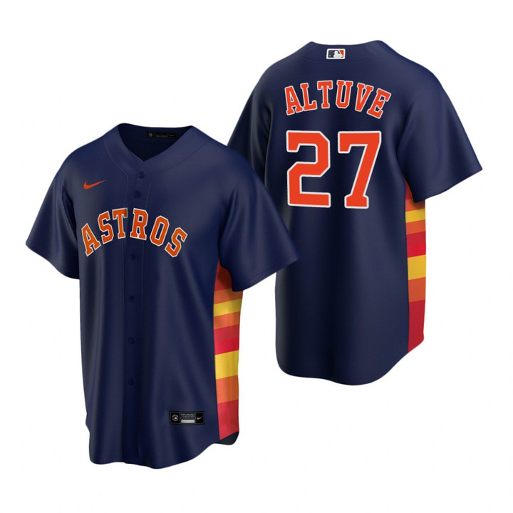 Mens Houston Astros #27 Jose Altuve 2020 Alternate Navy Jersey Gift For Astros Fans