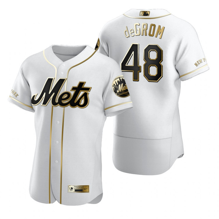 New York Mets #48 Jacob Degrom Mlb Golden Edition White Jersey Gift For Mets Fans