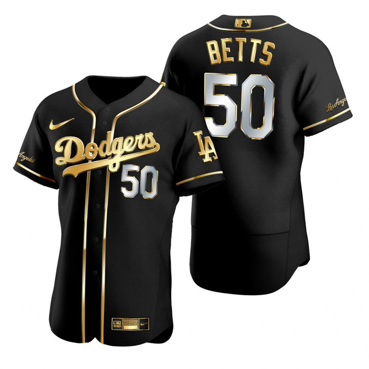 Los Angeles Dodgers #50 Mookie Betts Mlb Golden Edition Black Jersey Gift For Dodgers Fans