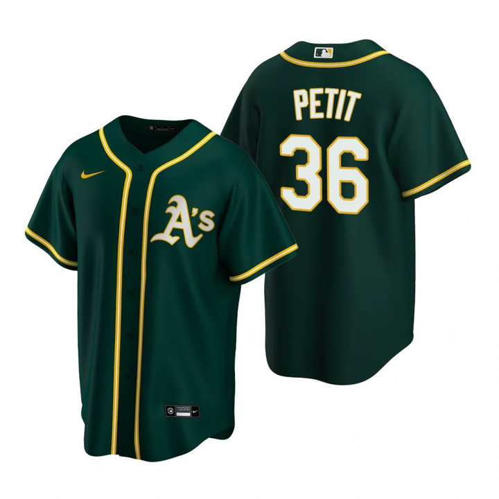 Mens Athletics #36 Yusmeiro Petit Green Alternate Jersey Gift For Athletics Fans
