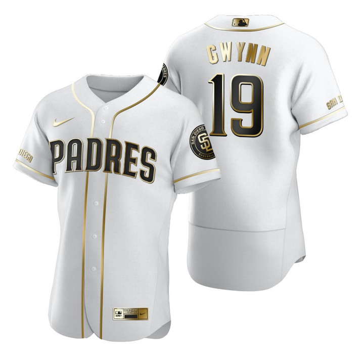 San Diego Padres #19 Tony Gwynn Mlb Golden Edition White Jersey Gift For Padres Fans